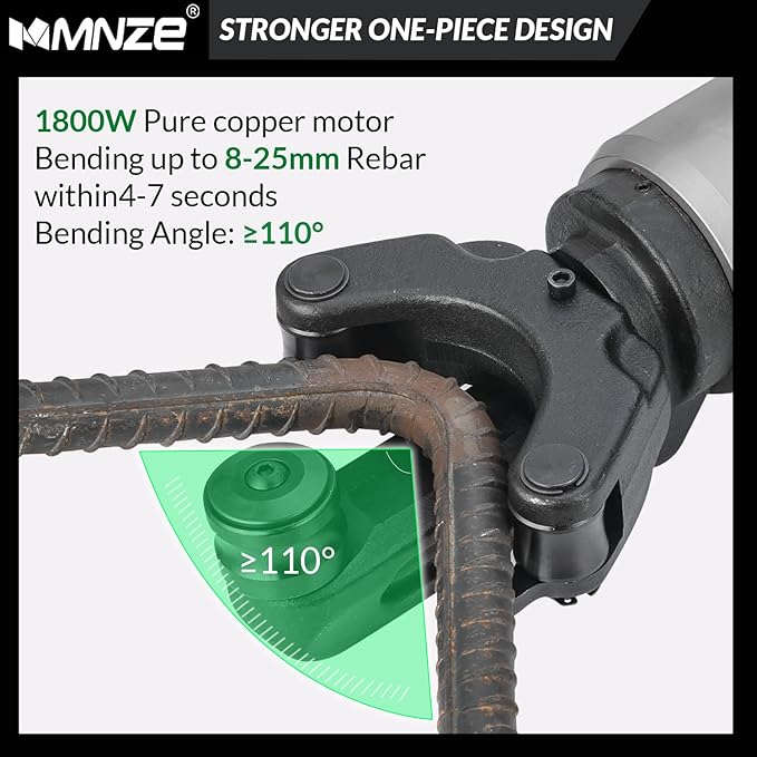 Electric Hydraulic Rebar Bender 1800W Portable Rebar Bending Machine 1 Inch #8-25mm Rebar Bending Angle 0-130 Degrees with Positioning Bolt, Fast Bending or Straightening, 110V