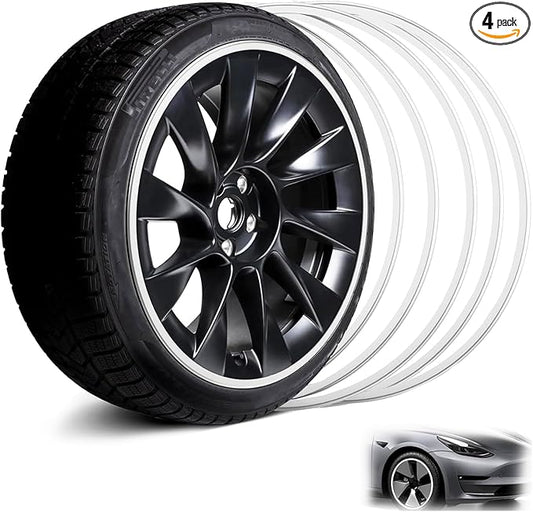 Automotive Alloy Wheel Rim Protector, 19" Wheel Anti-Scratch Protector, Rim Edge Protector, Strips for Curb Rash Prevention, Set of 4 Wheel Accessories Suitable for All Kinds of Vehicles