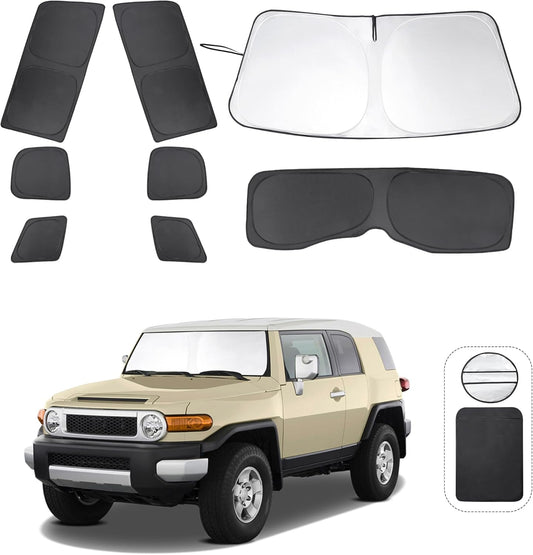 TINGLU Window Shades for Toyota FJ Cruiser Sport Utility 2007-2014 Accessories Car Side Full Windows Rear Triangular Windshield Sun Shade Sun UV Rays & Privacy Protection for Camping,Napping 8PCS