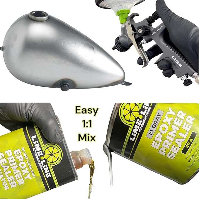 LiME LiNE 2K Epoxy Primer/Sealer Direct-to-Metal, Anti-Corrosive for Automotive & Industrial use/isocyanate Free /2.1 voc Light Grey (2 Quart kit)