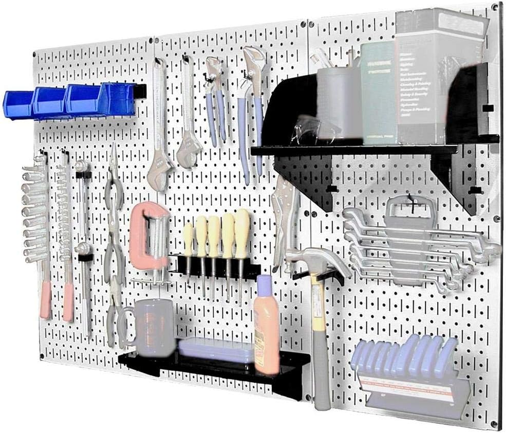 Wall Control 30-WRK-400WB Standard Workbench Metal Pegboard Tool Organizer,White/Black