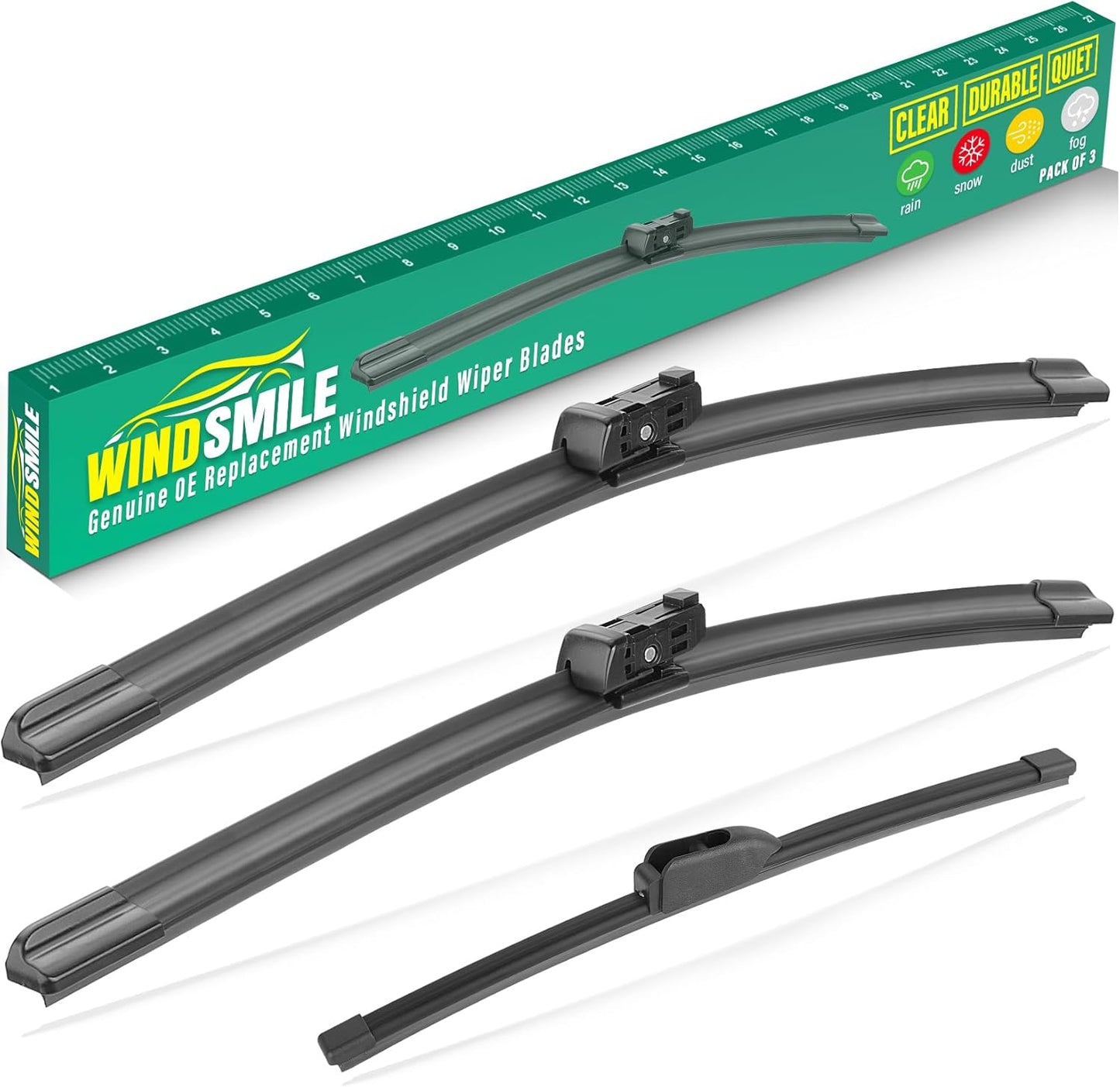 26" 18" 13" Windshield Wiper Blades Replacement for Alfa Romeo Stelvio 2018 2019 2020 2021 2022 2023 Premium All Weather Front Rear Wipers Set - OEM Quality (Pack of 3)