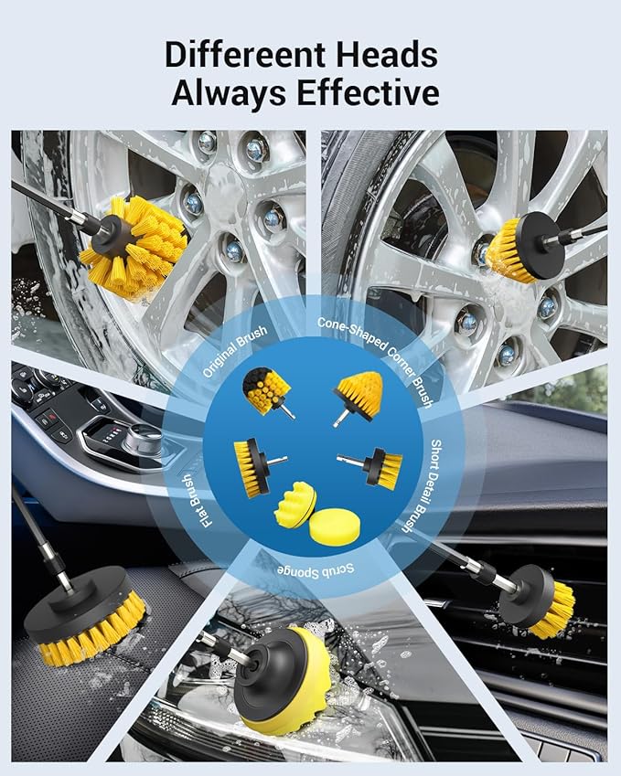 AUTOWN 30PCS Car Detailing Kits, Detailing Brush Set with Drill Brush Attachments and Portable Tool Box, Car Cleaning Kits for Interior, Exterior, Wheels, Windows