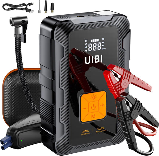 X7 Jump Starter with Air Compressor 160PSI, 3500A Car Battery Jumper Starter PD45W Fast Charge, 24000mAh Portable Tire Inflator 12V Jump Box Booster Charger for 10L Gas or 8.5L Diesel Engine