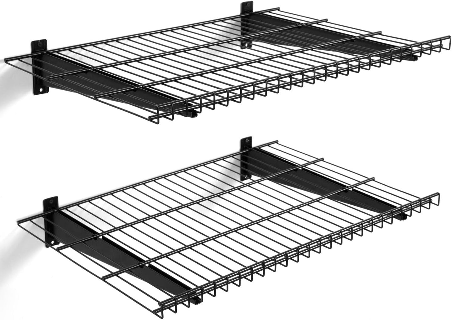 2 Pack Garage Wall Mounted Shelf, 23.6" x 11.4" Heavy Duty Wall Storage Shelves for Garage, Workshop, Laundry Room and Kitchen, Max Load 50 lbs (Black,2 Pack)