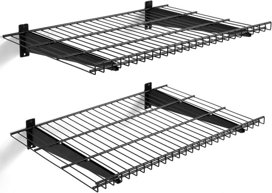 2 Pack Garage Wall Mounted Shelf, 21.7" x 11.4" Heavy Duty Wall Storage Shelves for Garage, Workshop, Laundry Room and Kitchen, Max Load 50 lbs (Black,2 Pack)