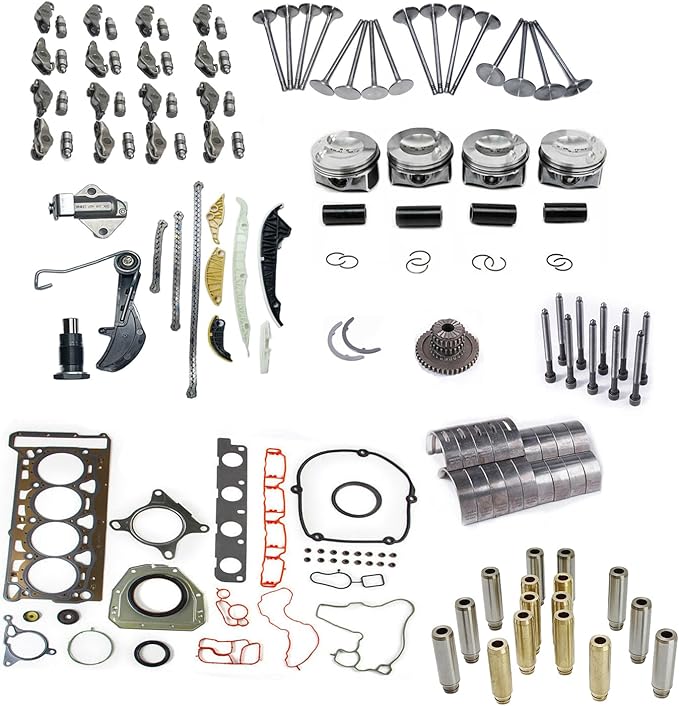 EA888 Engine Timing Chain Kit & Rebuild Overhaul Kit & Rocker Arm Valve Lifters &23mm Piston Kit Fit for Volkswagen Tiguan Audi Q3 Q5 2.0T