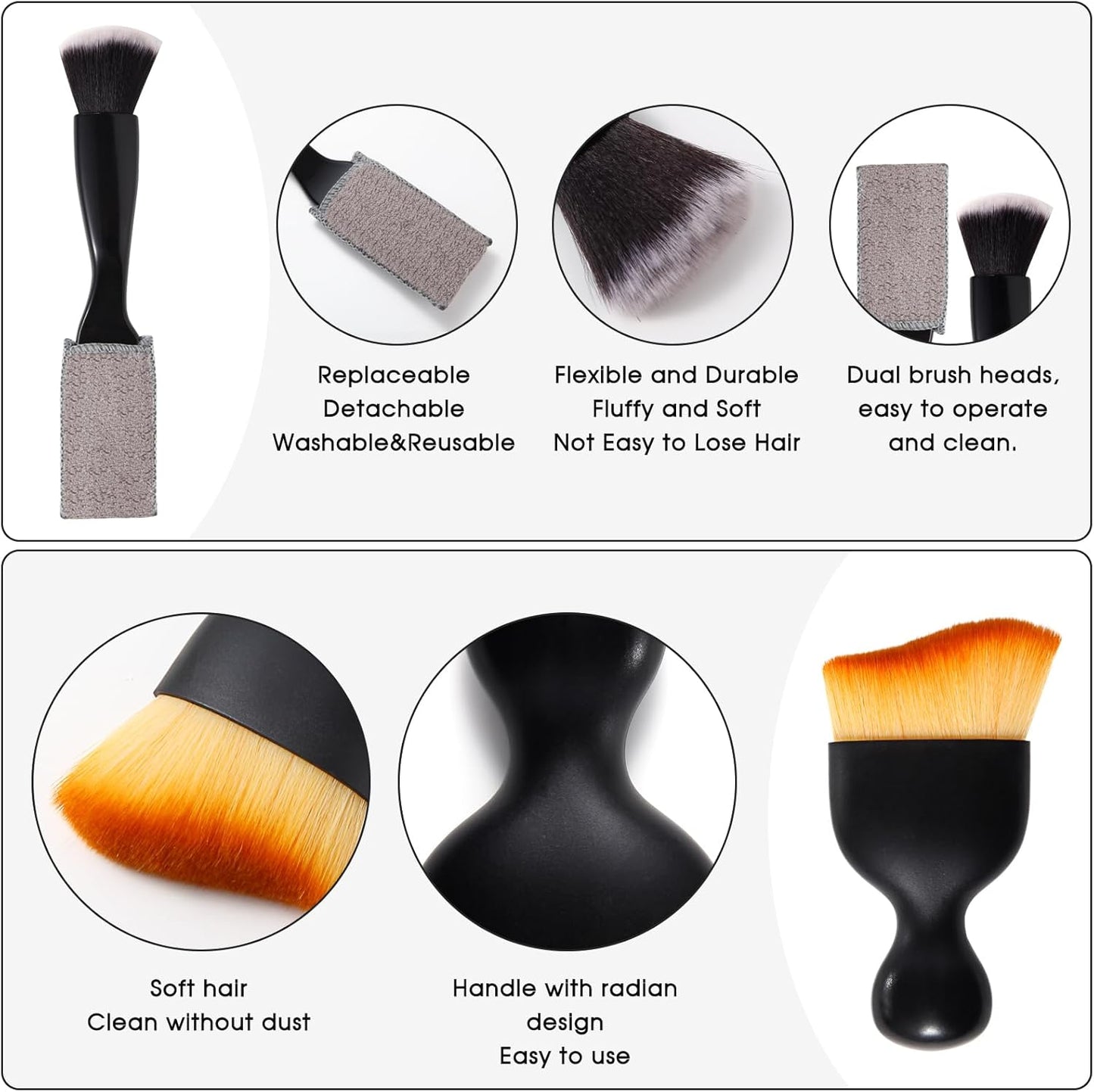 3 PCS Car Interior Detail Dust Brush,Soft Car Interior Detailing Kit Tools,Dash Duster Brush for Auto,Truck,SUV,RV Interior Cleaning