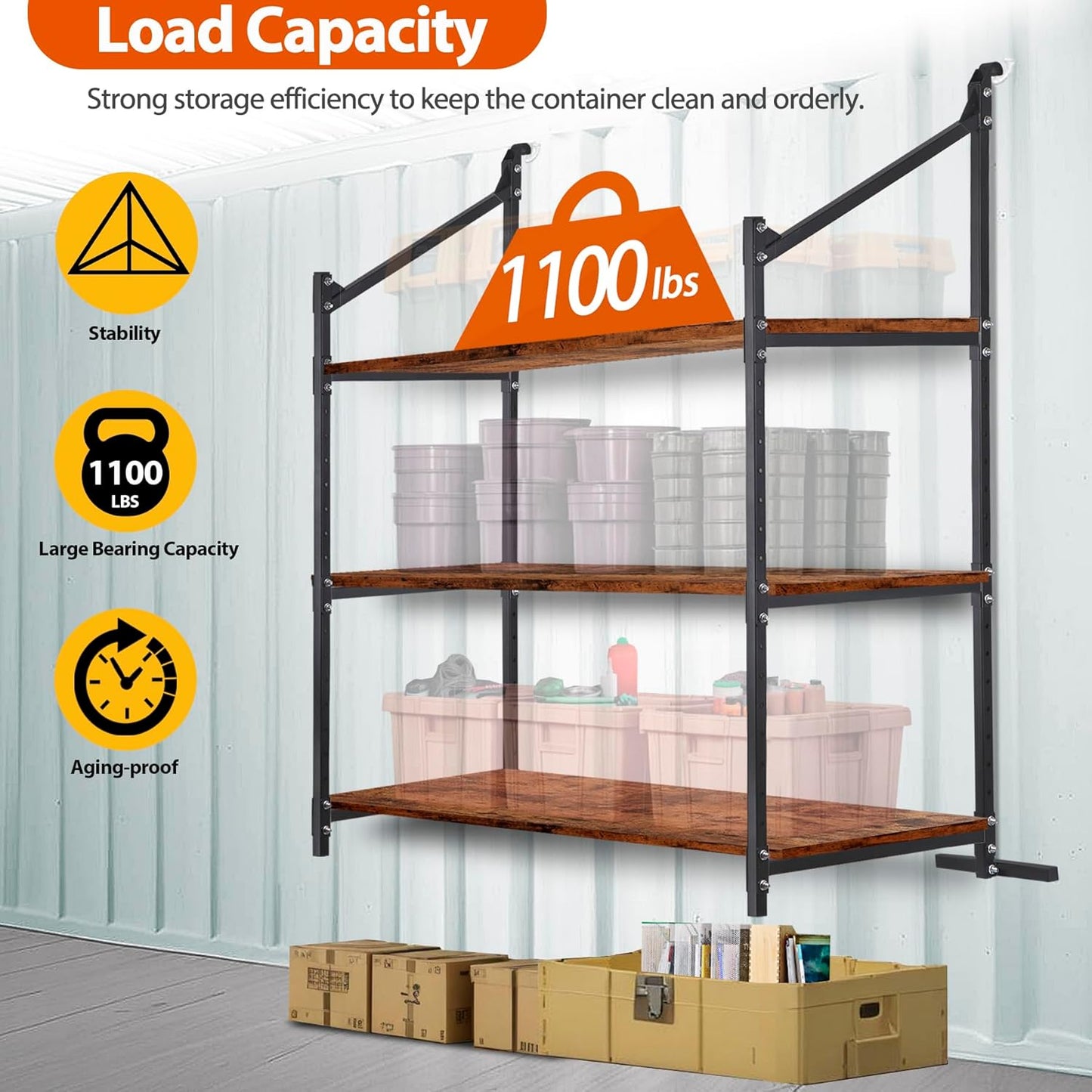 2 Pack Hanging Heavy duty Adjustable Shelf 56.5x22 Cargo Container Shelving units