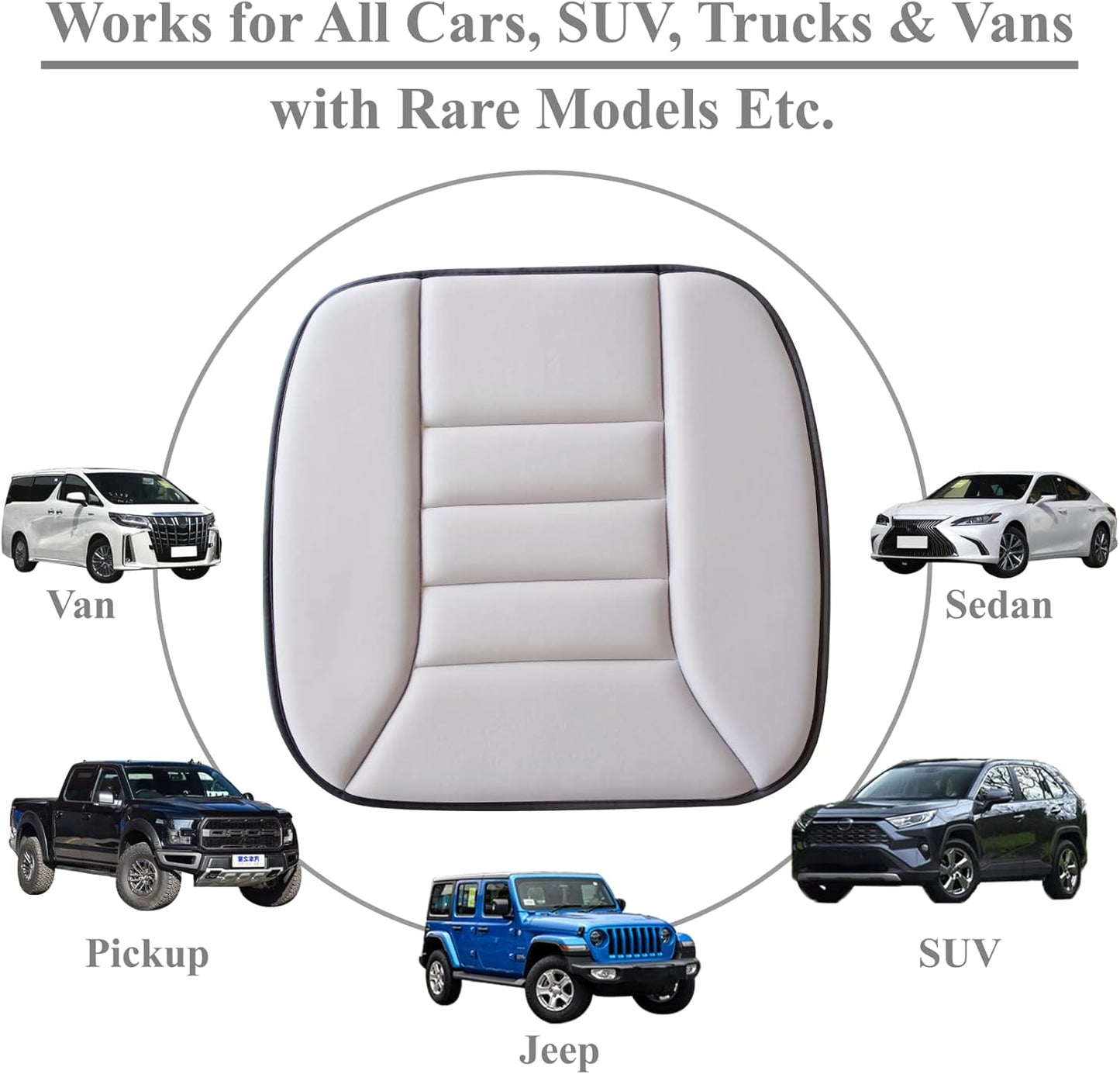 kingphenix Car Seat Cushion with 1.2inch Comfort Memory Foam, Seat Cushion for Car and Office Chair (Gray)