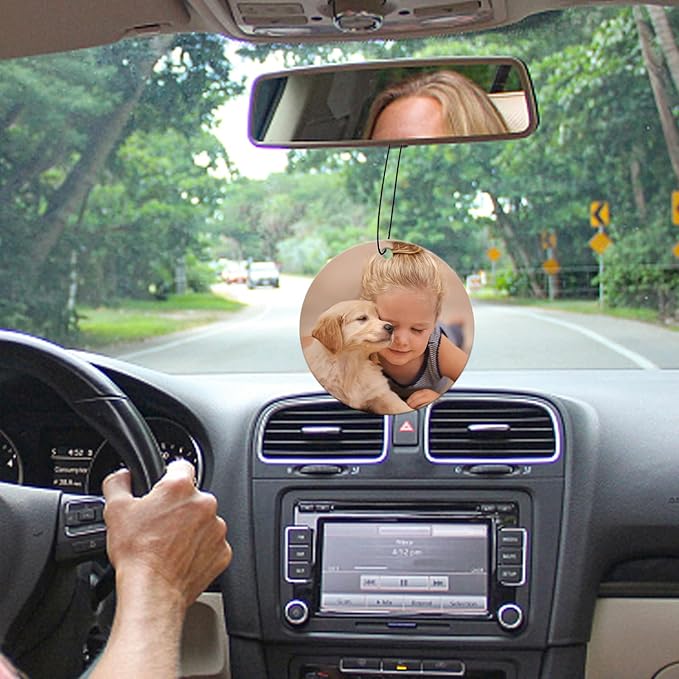 Custom Air Fresheners with Picture,Double-sided Custom Photo Air Freshener,Personalized Car Mirror Decor Hanging,Car Hanging Ornament (Round)