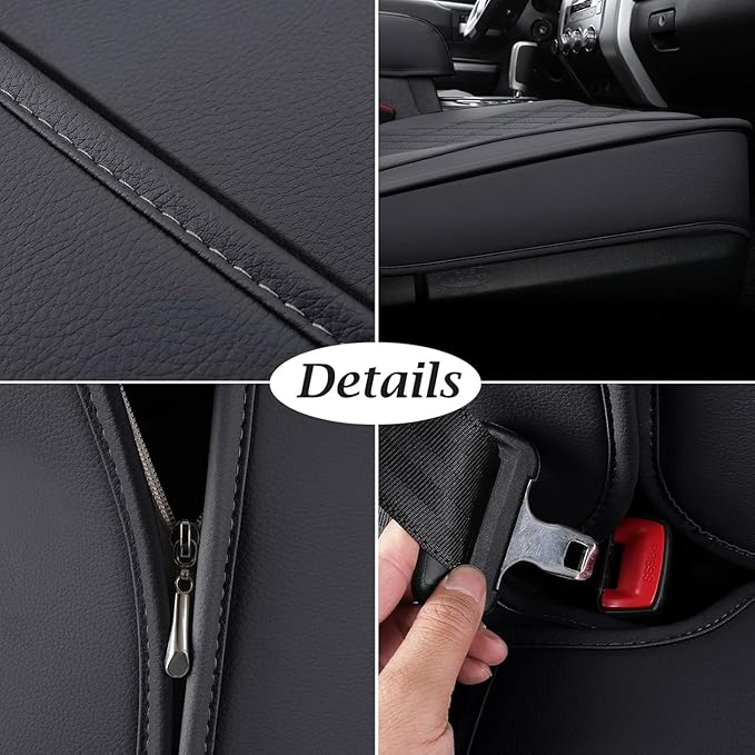 Coverado Tundra Seat Covers, Back Leather Car Seat Covers for Trucks, Automotive Seat Covers Protector Custom Fit 2007-2021 Toyota Tundra(Rear Seat Cover/Black)