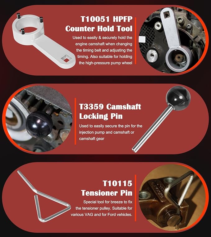 3830 Camshaft Timing Belt Tools Kit Compatible with 2015+ Volkswagen TDi EA288 Diesel Engines, Direct Replacement for T10172 T10490 T10492 T10051 T3359 T10115