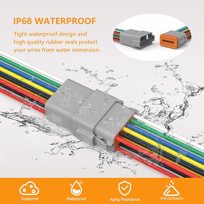 Newdeli Deutsch 12 Pin Connector Kit Waterproof Electrical Connector 16 AWG Male and Female Automotive Wire Connectors for Car Truck Boat, Dt Connector 1 Sets