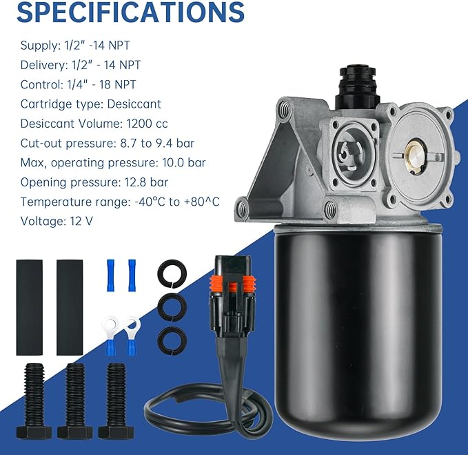 R955079 Air Dryer Assembly with Coalescing Cartridge Compatible with Meritor Wabco System Saver 1200P Series, Replace R955300 R955079 955300 85122949 4324210090