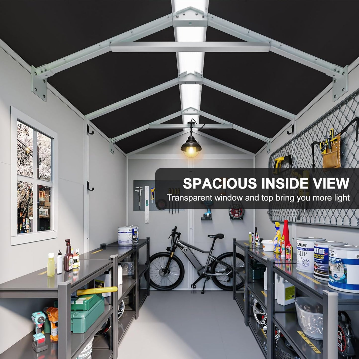 6x4 FT Resin Storage Shed for Outdoor, Waterproof Plastic Sheds with Floor Window Door Inlcuded, Outside Tool Storage for Garden Backyard Patio Lawn, Gray