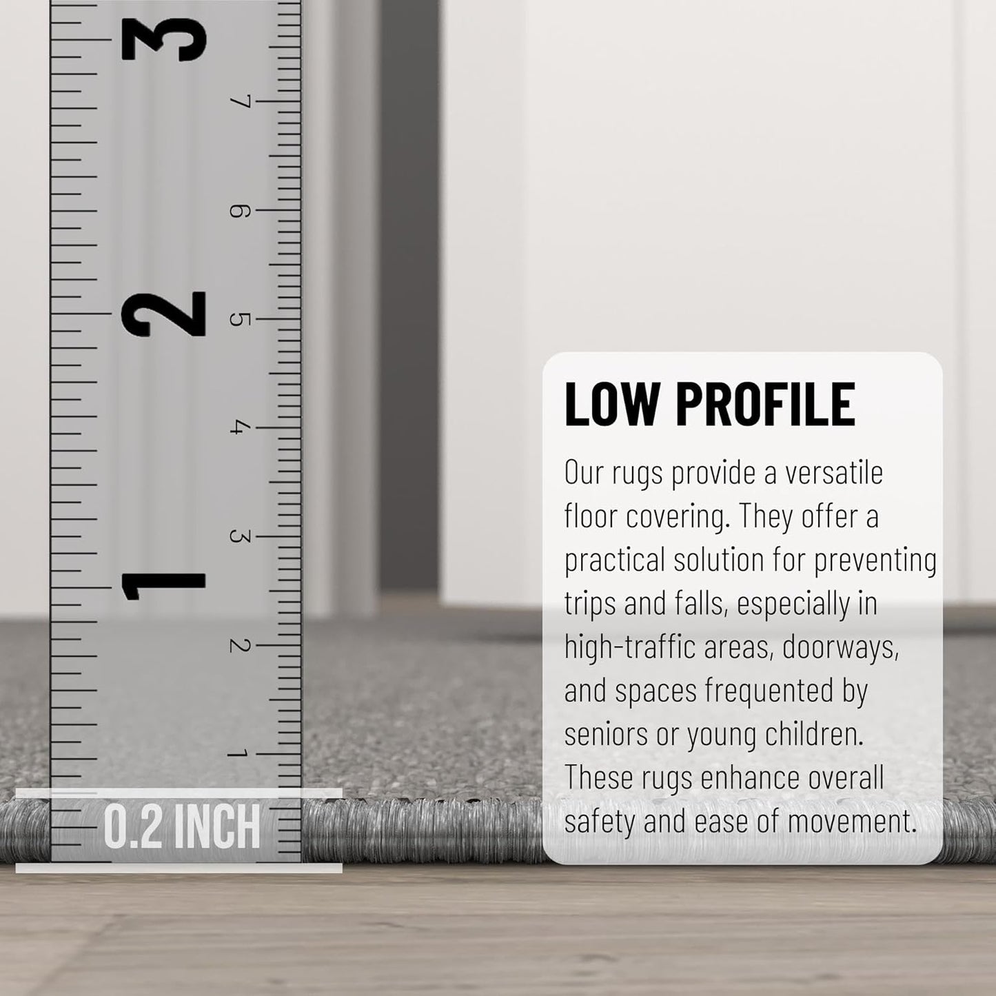 Ottomanson Rugs for Entryway 2'3" x 3' Non Slip Solid Small Area Rugs Durable Front Door Mat Rug Stain Resistant Entrance Rugs for Bathroom Kitchen Bedroom & Living Room, Gray