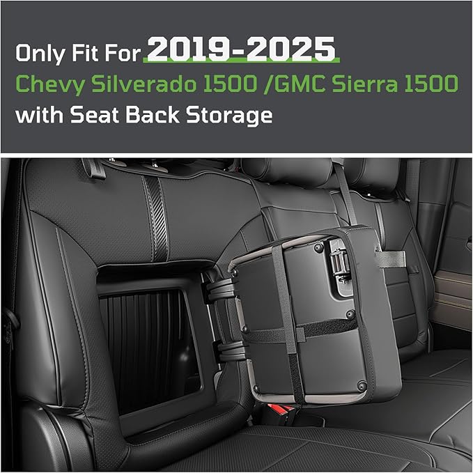 Seat Covers Fit for Chevy Silverado 1500 & GMC Sierra 1500 Crew Cab(2019-2025),Faux Leather Automotive Seat Covers,Custom Pickup Car Seat Covers Full Set,Black(with Rear Cup Holder/Seat Back Storage)
