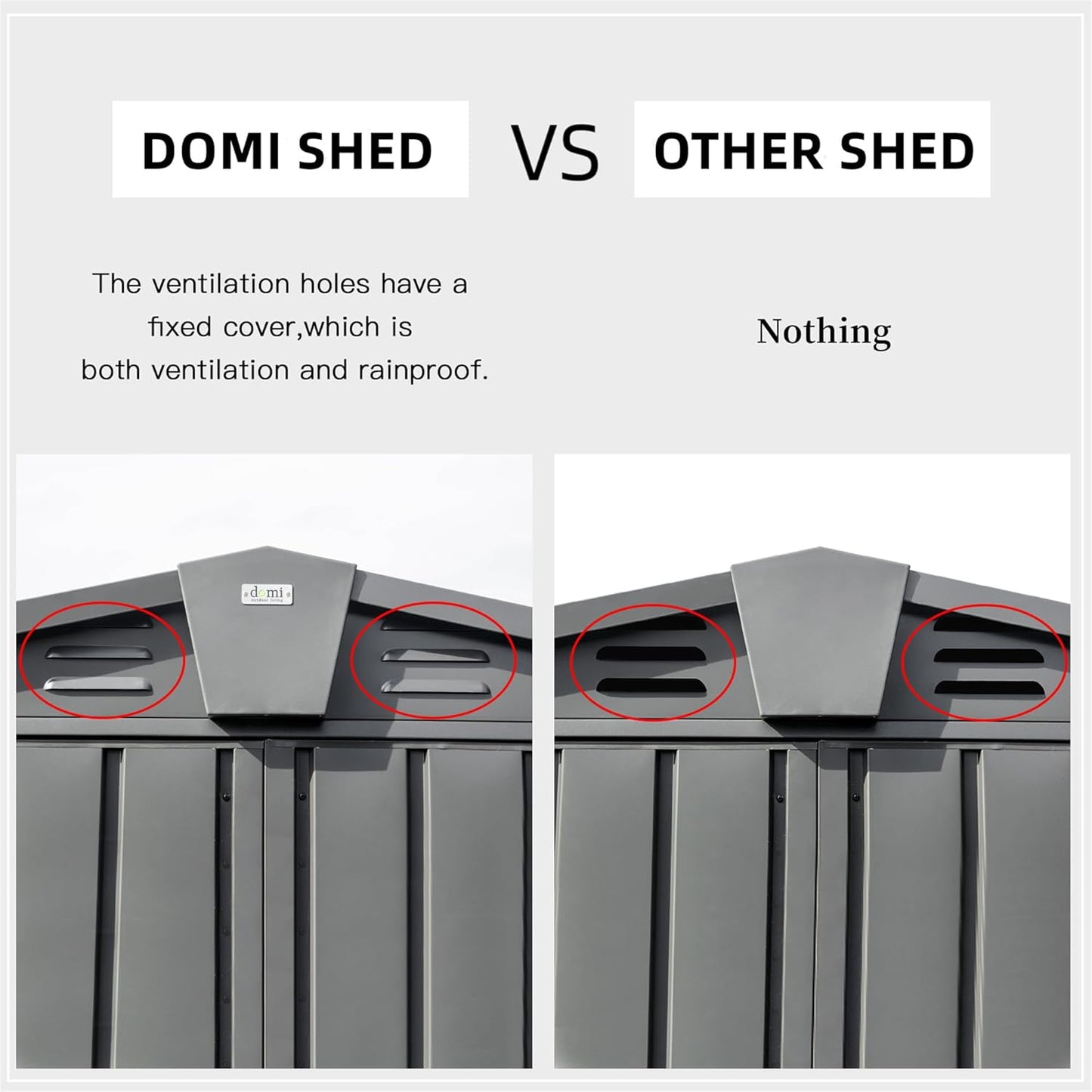 IKERY Galvanized Steel Storage Shed 6.5' x 4.2' with Lockable Door - Metal Garden Shed for Bikes, Tools, Lawn Mowers, Trash Cans - Backyard & Patio - Dark Gray