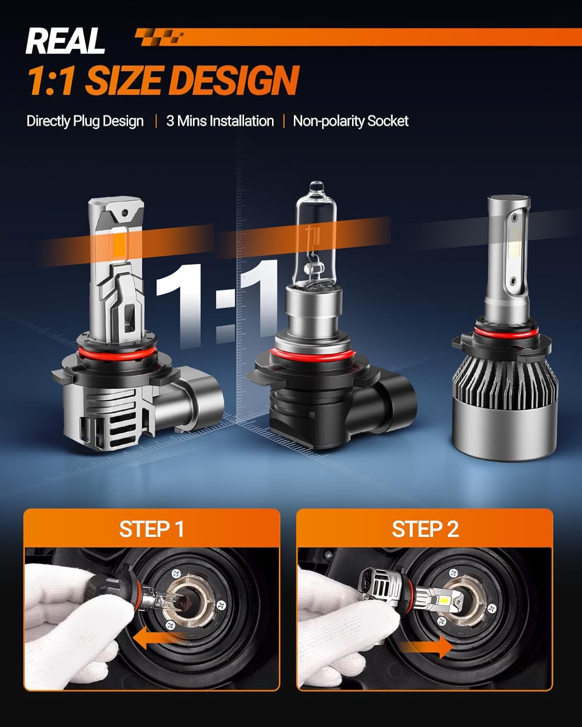 SEALIGHT 9012/HIR2 Bulbs, 30000LM 6500K Fog Bulbs 1:1 Mini Size with Cooling Fan, 9012 for Powersports ATV/UTV, 3 Mins Plug-N-Play, Pack of 2