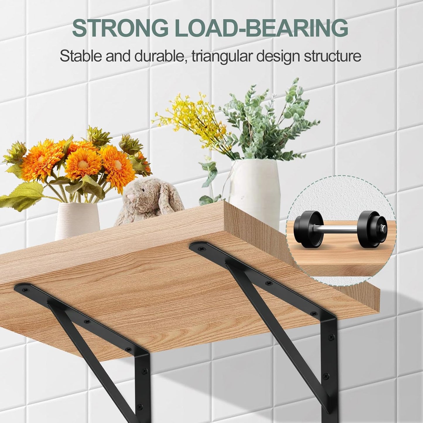 24 Pack L16 x H 10" Black Heavy Duty Shelf Brackets with Screws Metal Shelf Brackets Shelf Support Angle Brackets for Shelves L Brackets Heavy Duty Floating Shelf
