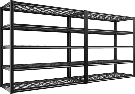 REIBII 48.2''W Garage Shelving Heavy Duty Metal Shelving 3000LBS Storage Shelves Adjustable Metal Shelves Industrial Garage Shelf for Warehouse Basement, 2 Pack