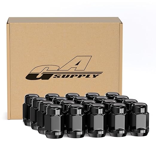 GAsupply Black 12x1.5 Lug Nuts 20pcs, M12x1.5 Closed End Bulge Acorn Lug Nut 1.38" 35mm Tall 3/4" 19mm Hex Conical/Cone Seat for Aftermarket Wheels
