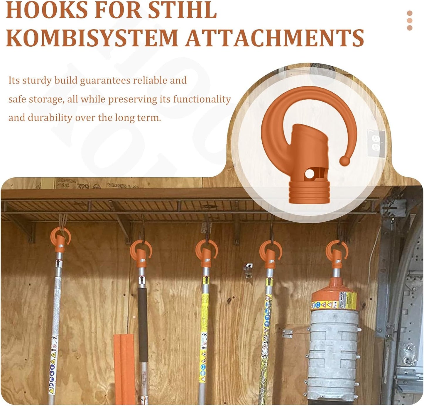 3 Pack Heavy Duty Garage Storage Hooks Shed Hooks Compatible with Stihl Kombi Attachments, Power Tool Holder Organizer Hangers for Grass Trimmer, Hedge Trimmer, Garage Wall, Garage Trimmer