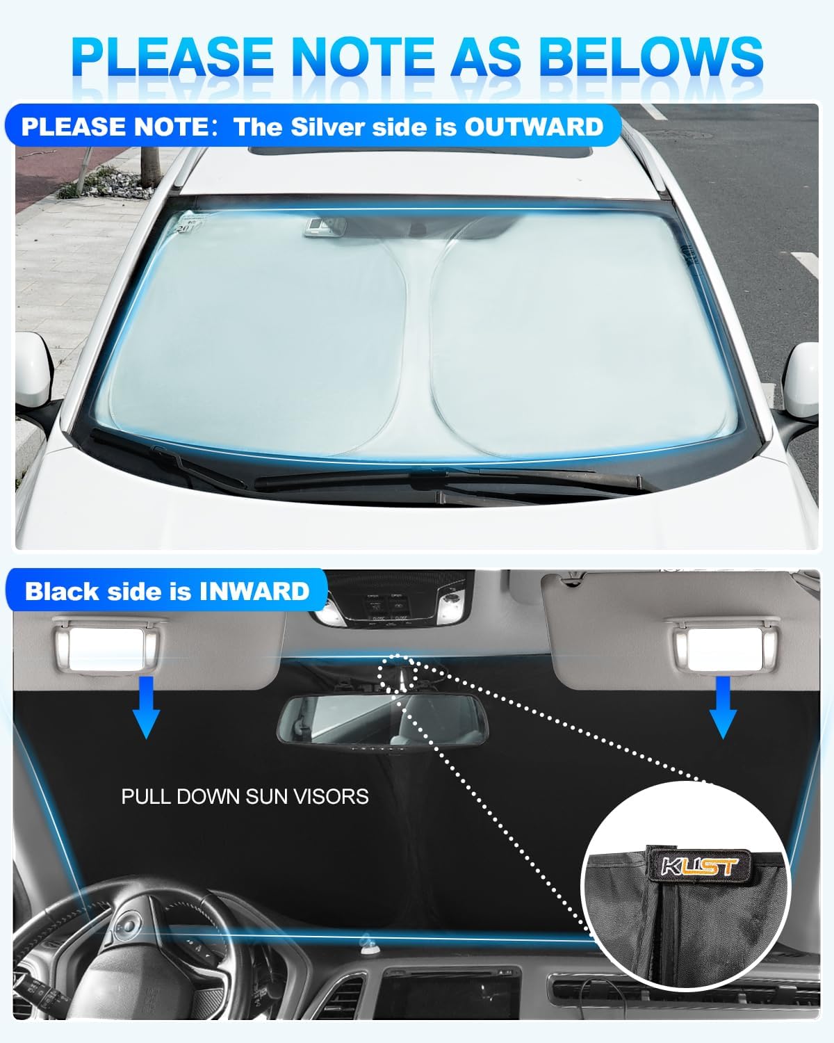 KUST Windshield Sun Shade for Lincoln Aviator Accessories 2020-2025 2026 Window Shade Sun Visor Cover Foldable Blocks UV Rays Keep Your Car Cooler
