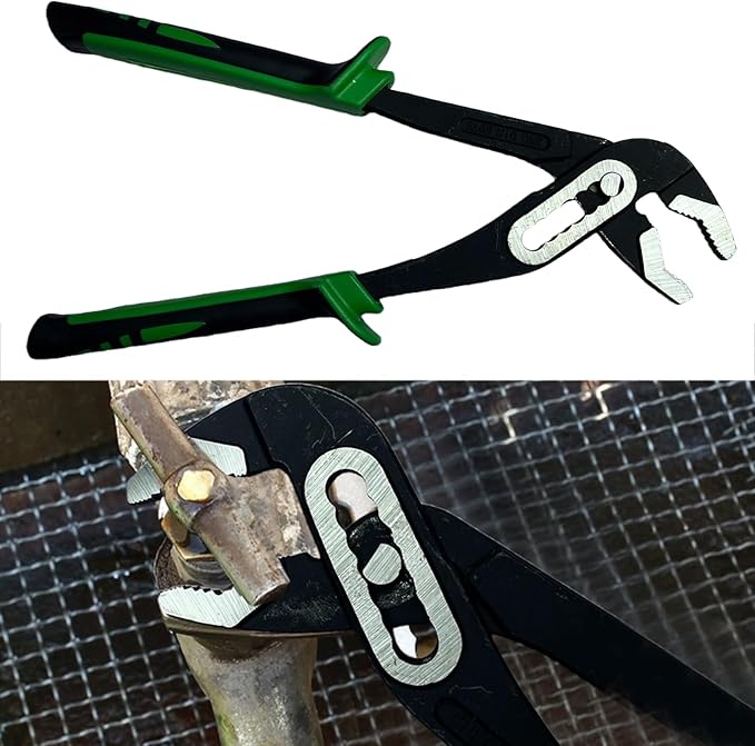 10 Inch Water Pump Pliers 7 Position Quick Adjust Groove Joint with V Jaw CR V Steel Tongue and Groove Plier TPR Handle for Plumbing Automotive and Home Repair