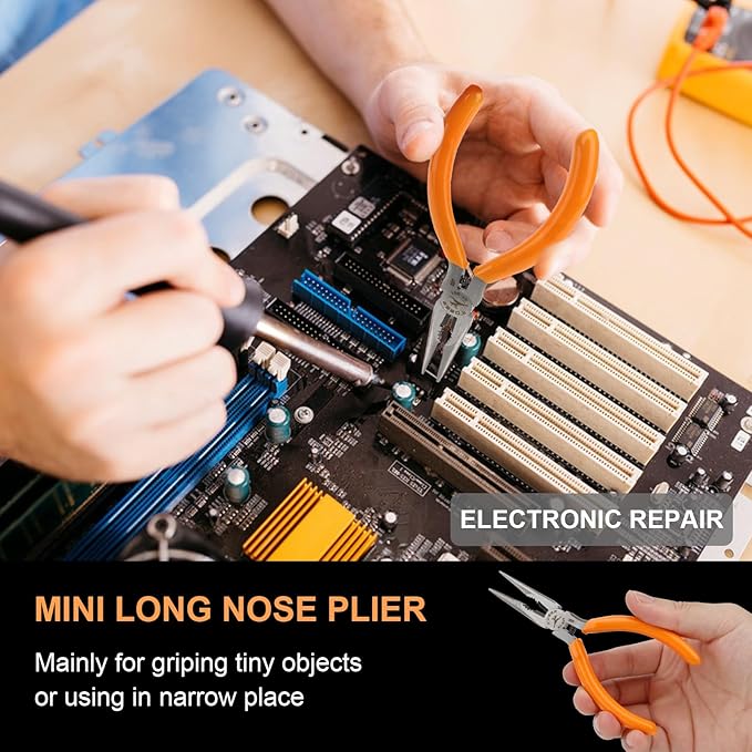 Rongon 3Pack-Mini Needle Nose Pliers 5" Small Long Nose Pliers with Wire Cutters for Jewelry, Making, DIY, Working in Tight Areas (3Pcs)