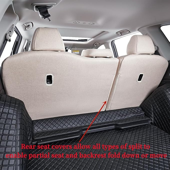 coverdream Custom Seat Covers Compatible with Select Toyota Highlander 2014 2015 2016 2017 2018 2019,Three Row,Second Row Captain Chair (Beige,Full Set)