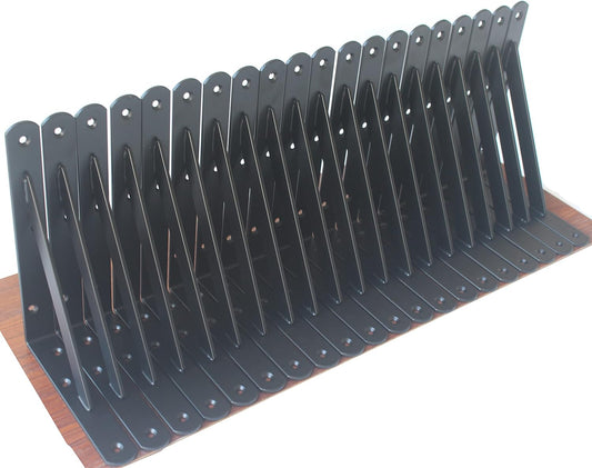 20 Pack L8 x H 6" Black Heavy Duty Shelf Brackets with Screws Metal Shelf Brackets Shelf Support Angle Brackets for Shelves L Brackets Heavy Duty Floating Shelf