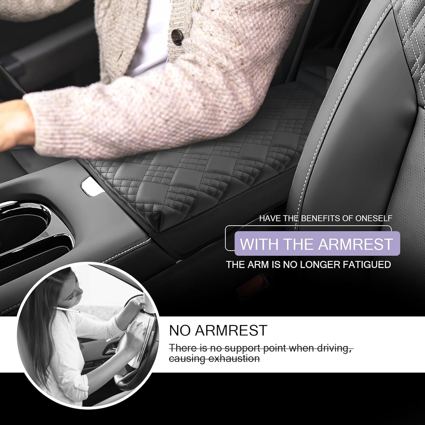 LUWU 2025 Murano Center Console Cover Compatible with 2025 Nissan Murano Accessories 2025 Murano SL/SV/Platinum Armrest Cover Center Console Pad Armrest Console Cover (Thick Black)