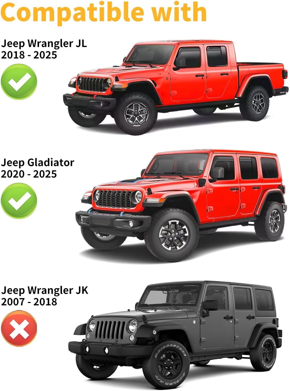 in-Channel Window Rain Guards Fit for Truck Jeep Wrangler JL 2018-2025 and Gladiator 2020-2025 Extra Durable Window Visors Window Deflectors Vent Visors Vent Shades Car Accessories-4 pcs