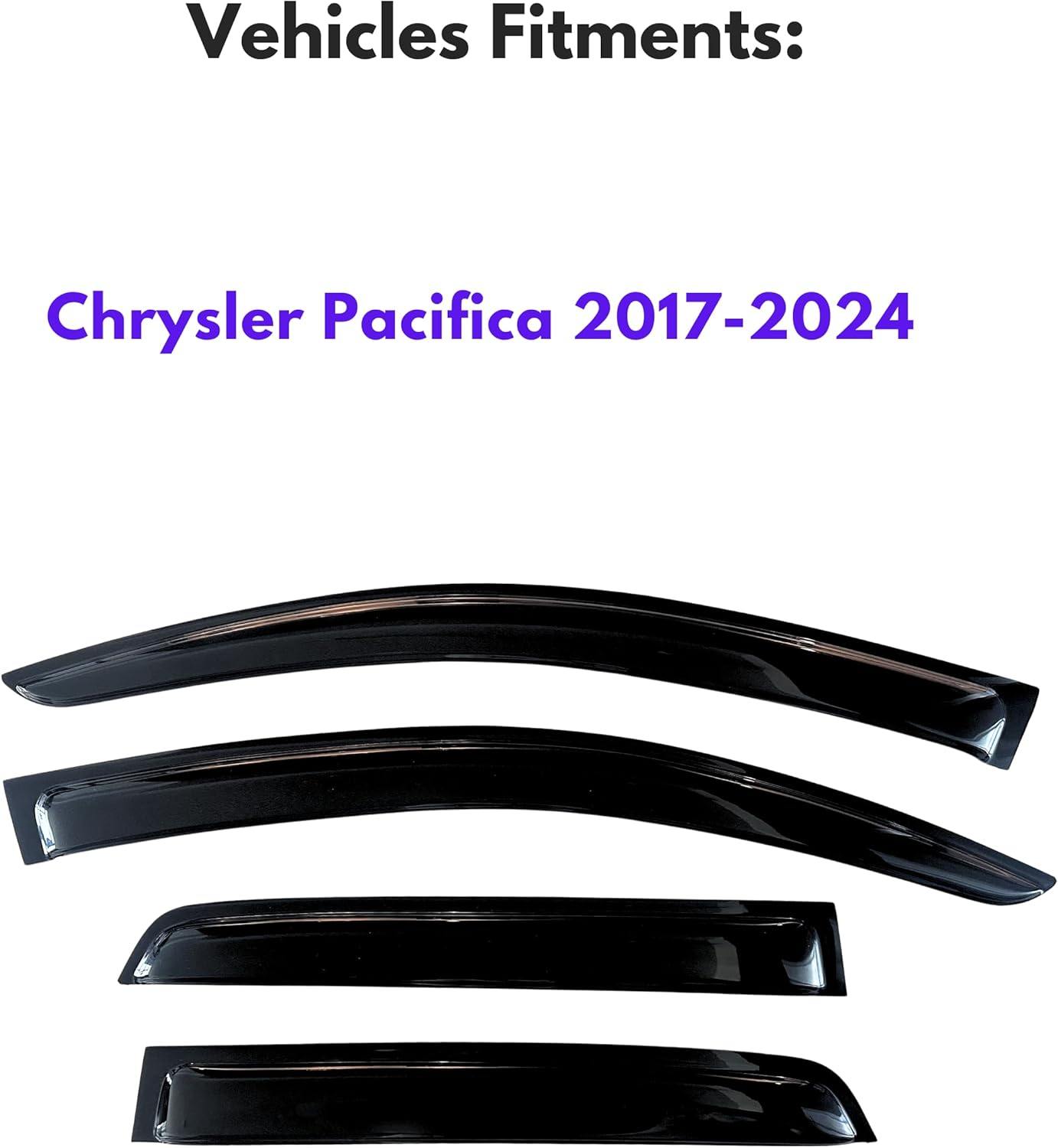 KPY Window Visor Compatible with Chrysler Pacifica 2017-2024, 4PC Rain Guard Side Window Vent Deflectors Tape-On Style, 2017 2018 2019 2020 2021 2022 2023 2024