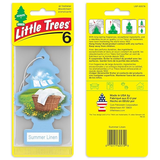 LITTLE TREES Car Air Freshener | Hanging Tree Provides Long Lasting Scent for Auto and Home | Summer Linen, 24 Air Fresheners
