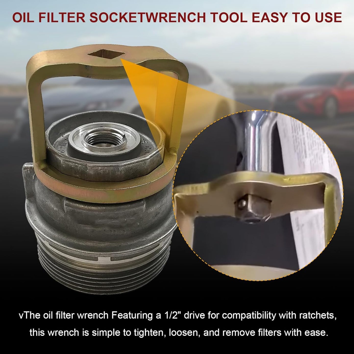 1726 Oil Filter Wrench Removal Tool Compatible with Toyota Nissan, Honda, Lexus, Scion 4, 6, 8 Cylinder Engines, Canister Oil Filter Socket Wrench 64mm X 14 Flute Oil Filter Cup