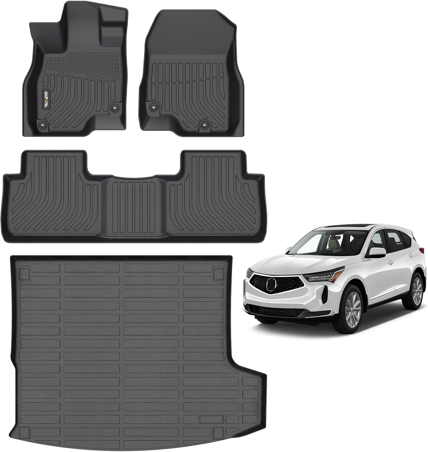 AIPOIL® Floor Mats & Cargo Liner Set for 2019-2025 Acura RDX All Weather Protection TPE Anti-Slip Automotive Full Set Custom Car Mats Accessories - Black