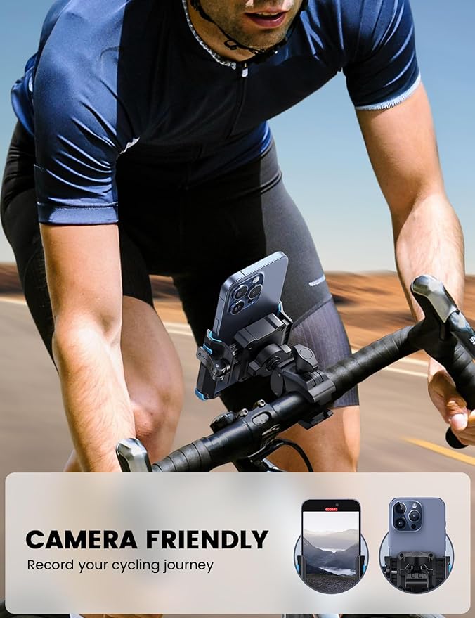 Lamicall Motorcycle Bike Phone Mount - [1s Quick Release] Bike Cell Phone Holder Clip, Bicycle Scooter Handlebar Clamp, for iPhone 17 16 15 14 Pro Max, Galaxy S25 S24 Ultra, 4.7-7" Phones, Blue