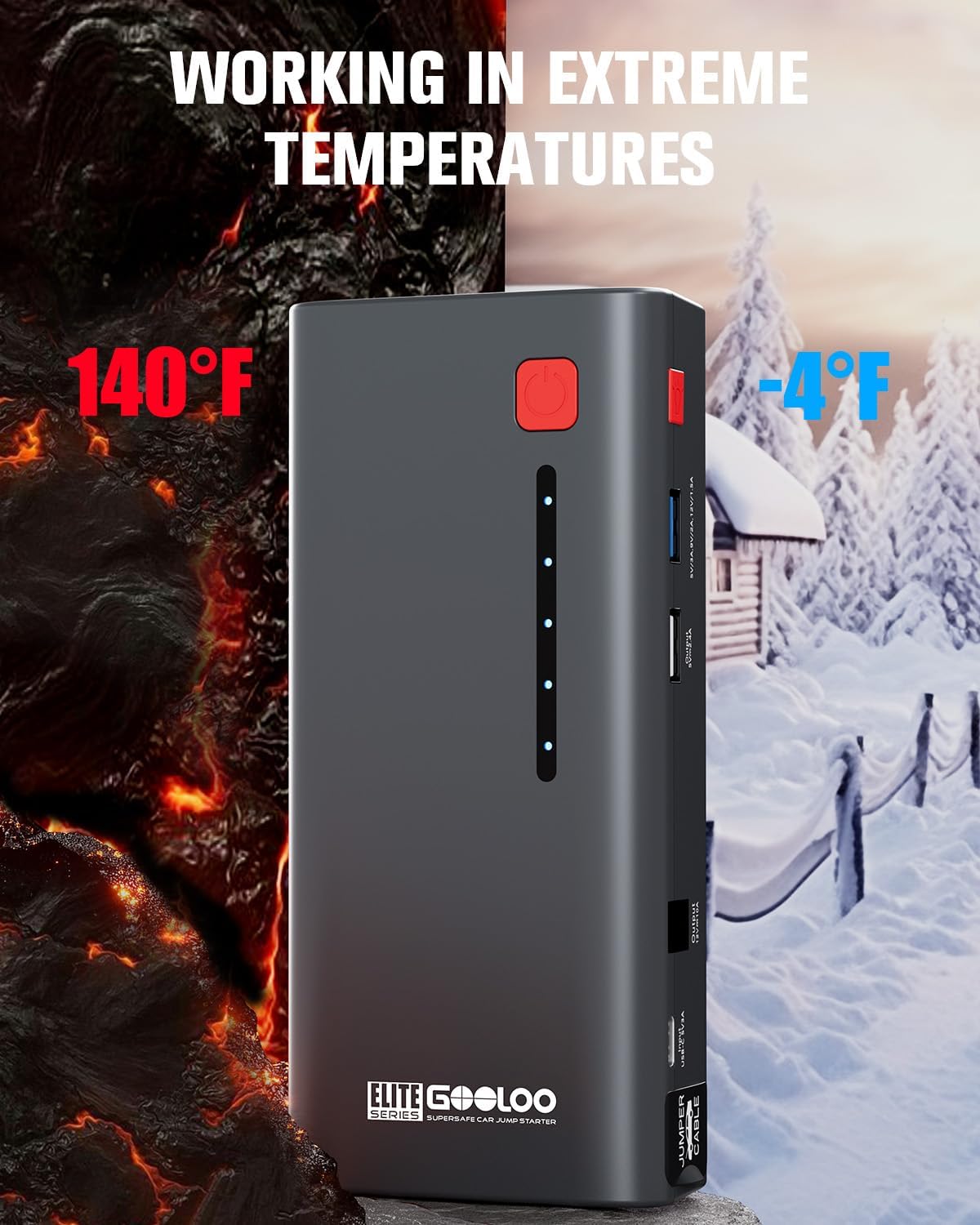 GOOLOO Jump Starter Battery Pack 3000A Peak SuperSafe Car Starter (Up to 8.5L Gas or 6.0L Diesel Engine) with USB Quick Charge and LED Light,12V Lithium Jump Box Booster Portable Charger,Gray