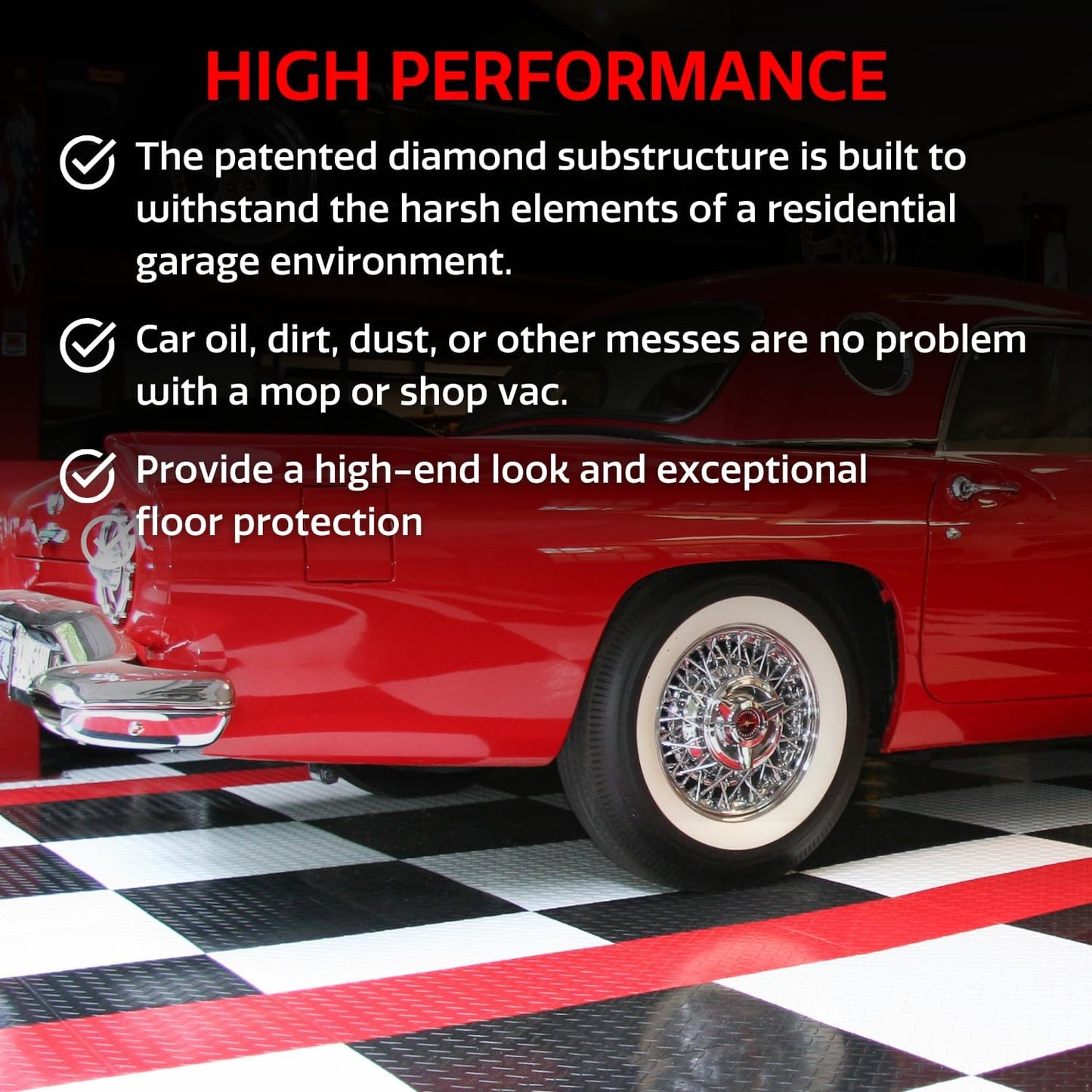 Big Floors RaceDeck Diamond Plate Design, Durable Interlocking Modular Garage Flooring Tile (Alloy, 24 Pack of 12 x 12" Tiles)