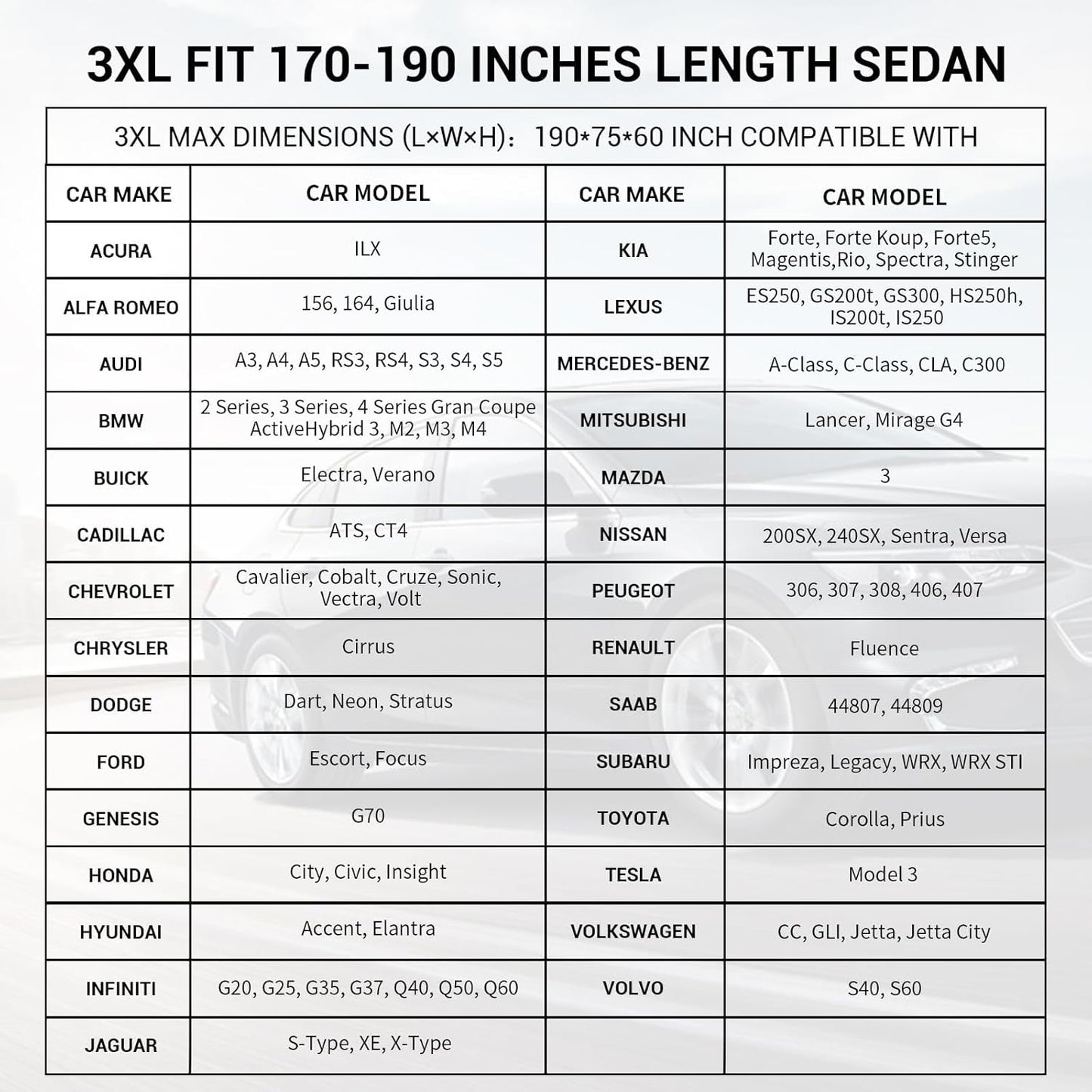 Tecoom Car Cover Waterproof All Weather, Windproof Storm Full Exterior Covers for Automobiles, UV Sun Protection Snowproof Car Tarp w/ 3 Gust Straps Mirrior Door Zipper, Universal Fit 170"-190" Sedan