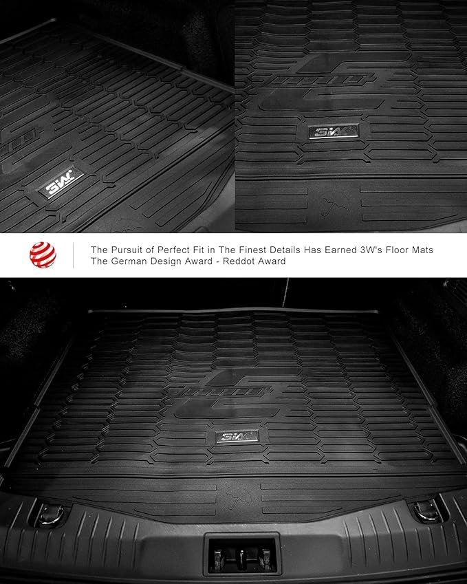 3W Ford Mustang Mach E Cargo Liner Fit for 2021 2022 2023 2024 2025, All Weather TPE Car Mats Custom TPE Fit Trunk Mat, Black (Trunk Base Upper Only)