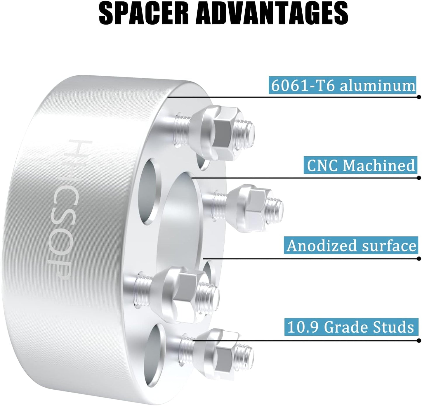 HHCSOP 4x4 2" Golf Cart Wheel Spacers for EZ GO EZGO Club Car, 4PCS 4x101.6mm ATV Wheel Adapters Hub Bore 62mm with 1/2" Studs