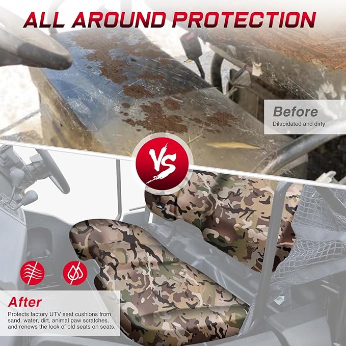 Frokom UTV Seat Covers Fit for Pioneer 700/700-4 2014 2015 2016 2017 2018 2019 2020 2021 2022 2023 2024 2025, Waterproof 1680D Durable Fabric-Camo