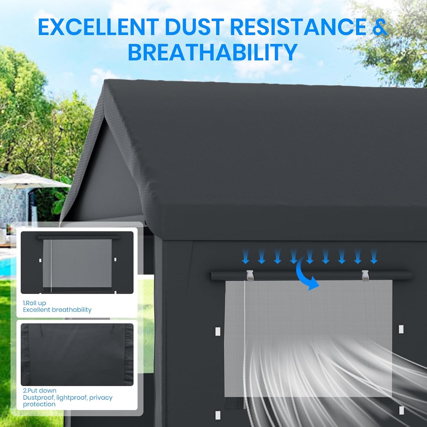 Carport 12x20 FT Heavy Duty,Outdoor Portable Garage with Removable Sidewalls & Doors, Waterproof, UV-Resistant Canopy Shelter for Vehicles, Boats, RVs, Trucks, All-Season Car Port, Gray