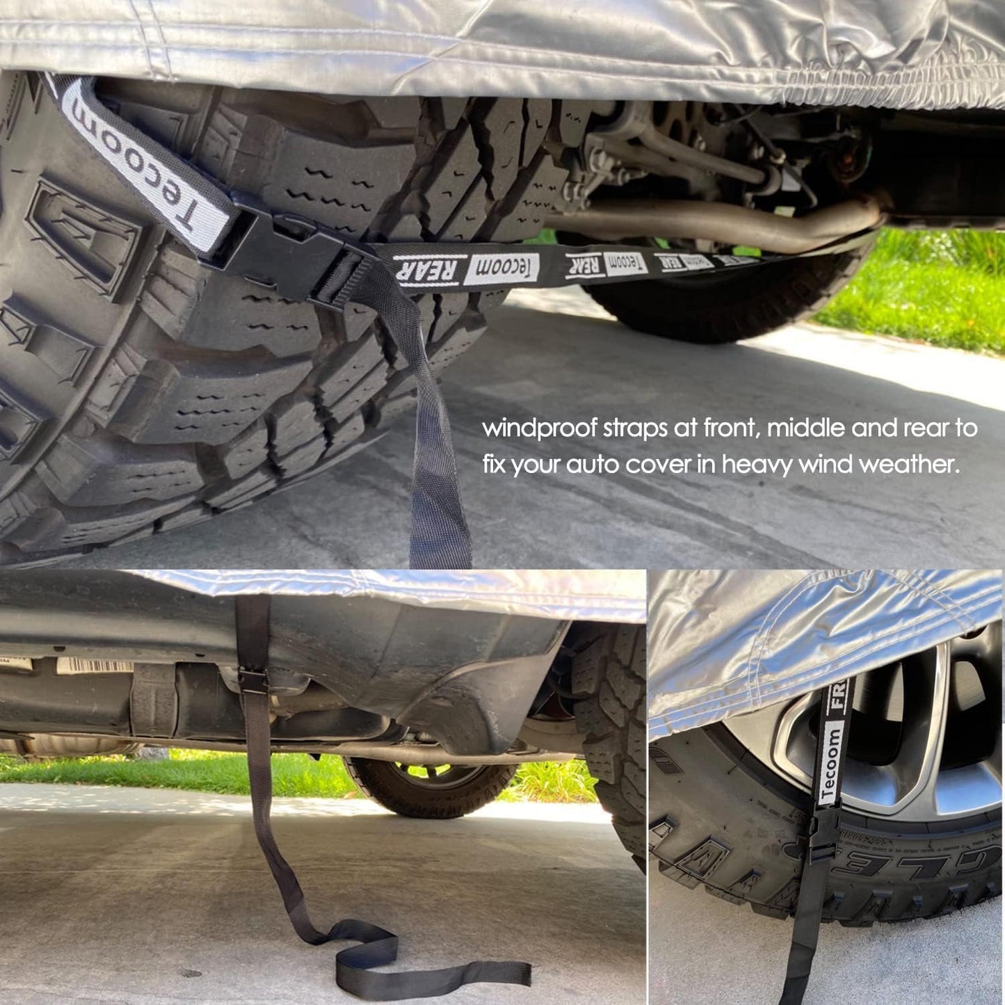 Tecoom Hard Shell Waterproof Car Cover, Zipper Design for All Weather, UV-Proo and Windproof, Fits 206-215 Inches Full-Size SUV/Van, Indoor Outdoor Use