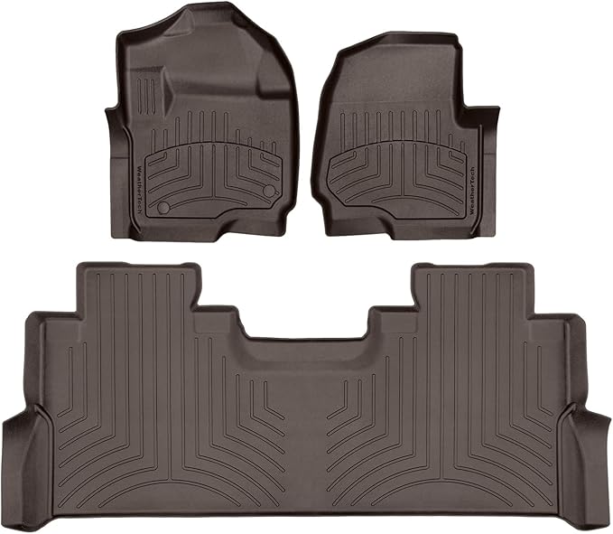Weathertech FloorLiner HP Custom Fit Floor Mats for Ford Super Duty 1st & 2nd Row (471012-1-2IM), Cocoa