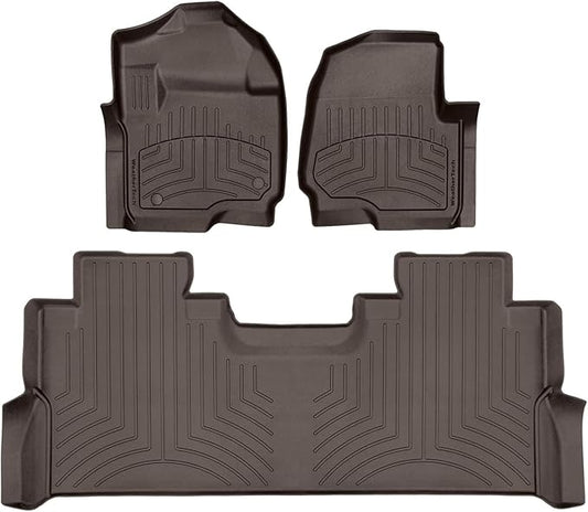 Weathertech FloorLiner HP Custom Fit Floor Mats for Ford Super Duty 1st & 2nd Row (471012-1-2IM), Cocoa
